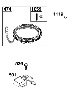 Alternator Group Diagram and Parts List for 49J677-0011-G1  Briggs and Stratton Engine